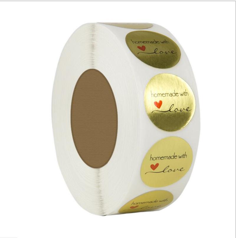 

Gift Wrap 500pcs Explosion Volume Roll Gold Five-pointed Star Love Thank You Packaging Sticker Label