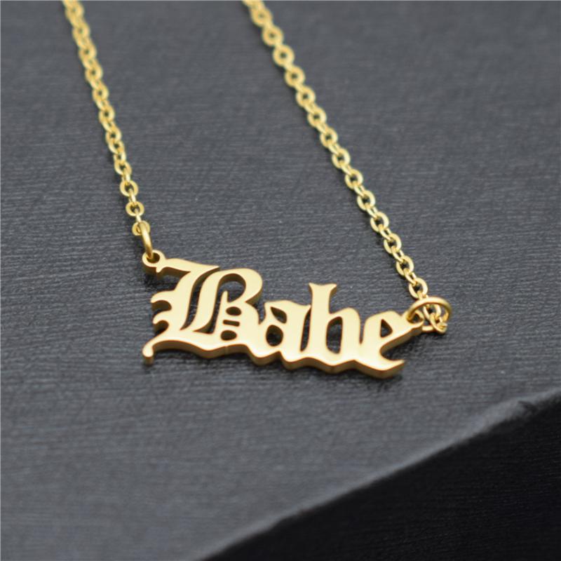 

Chokers Stainless Steel Fashion Jewelry Custom Name Babe Pendant Necklaces For Women Gold Color Bijoux Femme