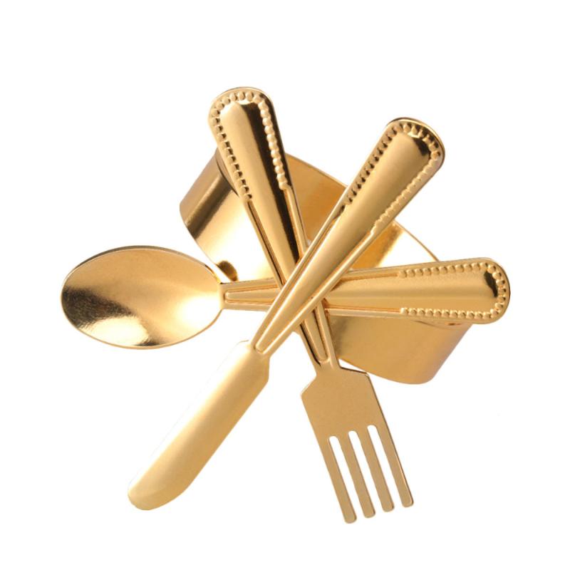 

Cutlery Fork Spoon Shaped Napkin Rings Stainless Steel Napkin Holder Serviette Buckles for Banquet Party Dinner Table Decoration
