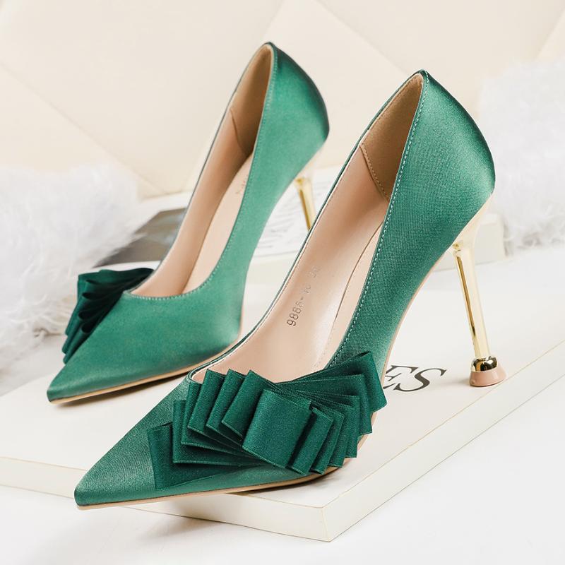 

2020 Woman Fetish 10cm High Heels Scarpins Shoes Female green Pink black Escarpins Heels Dress Stiletto Wedding Valentine Pumps, Silver