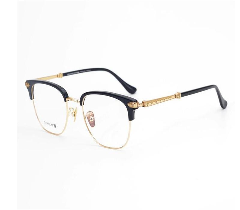 

Pure Titanium Myopia Eyewear Unisex Full Rim Optical Frame High Quality Clear Lens Goggle Leopard Optical Eyeglasses Spectacle, Black