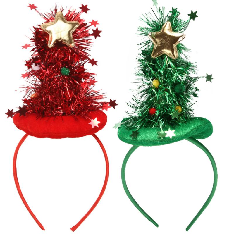 

2pcs Christmas Tree Shape Design Headdress Headband Hair Hoop (Red Green
