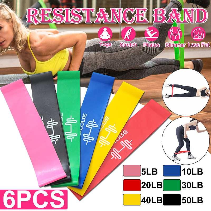 

6PCS Resistance Bands Power Strength Exercise Fitness Gym Crossfit Yoga Workout 500*50mm Elastic Bands For Sport Gym Workout