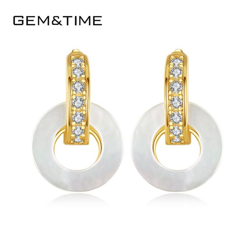 

Gem&Time 925 Sterling Silver Simple Sea Shell Circle Stud Earrings For Women Female Original Cubic Zircon Earrings Brincos