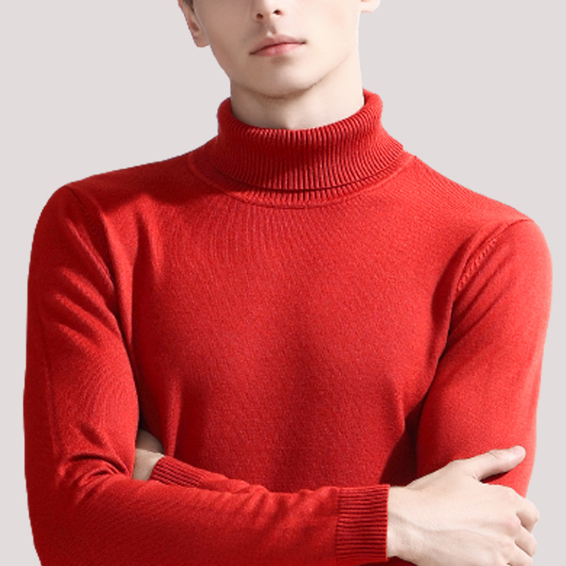

Men' red turtleneck 2019 Autumn and winter new 9-style optional casual fine-tuning male sweater, White