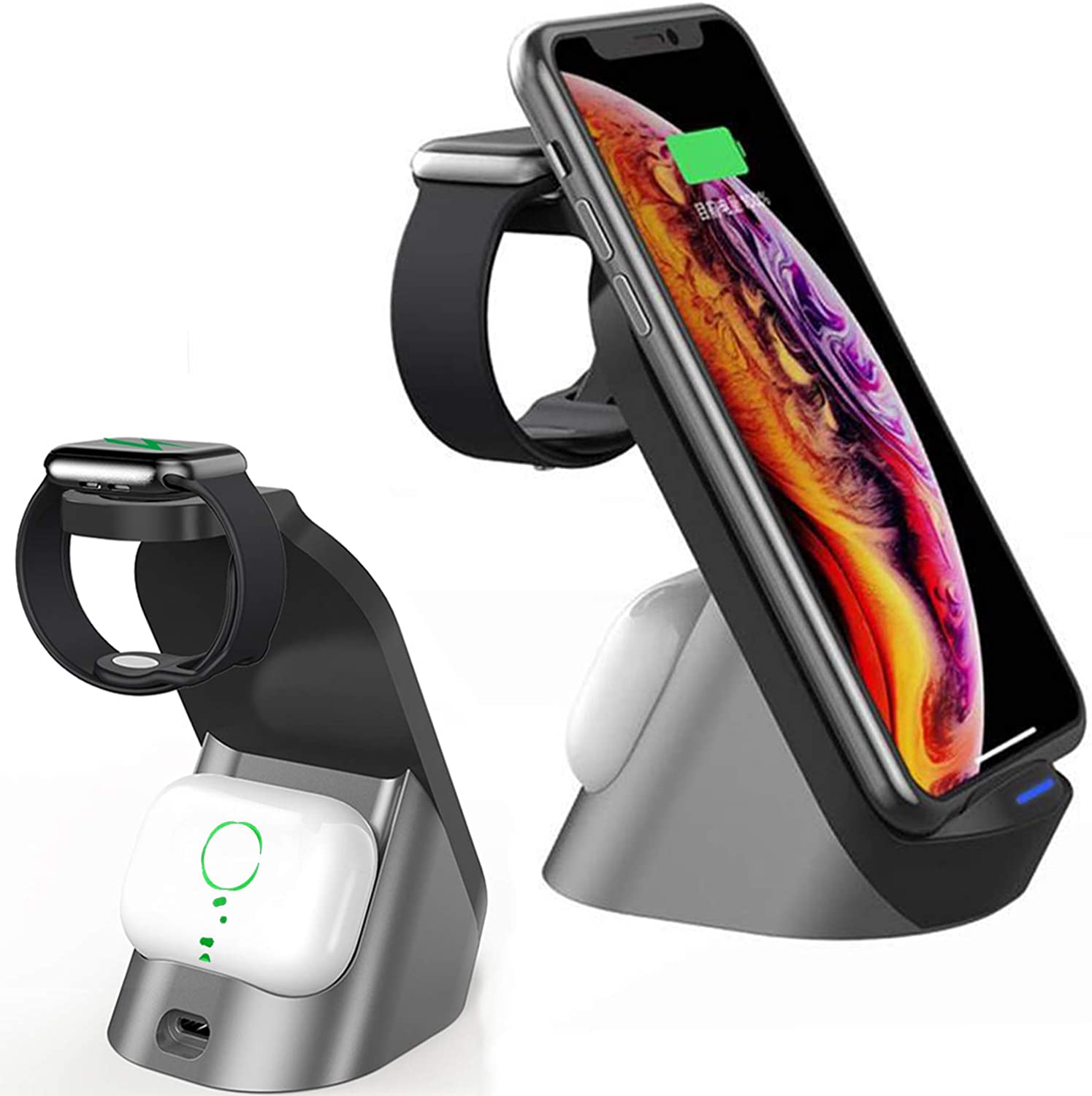 

H18 3in1 Qi Wireless Charger 15W simultaneous fast charging of iPhone Huawei Samsung mobile phone headsets watches Wireless Charging Station