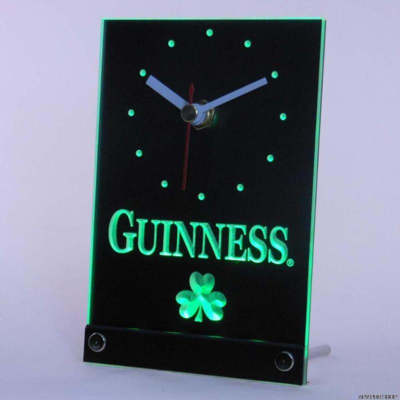 

tnc0103 Guinness Beer Shamrock Bar Table Desk 3D LED Clock