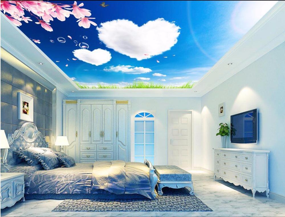 

Custom photo 3d ceiling murals wallpaper white clouds Peach blossom of love home decor 3d wall murals wallpaper for walls 3 d, As pic