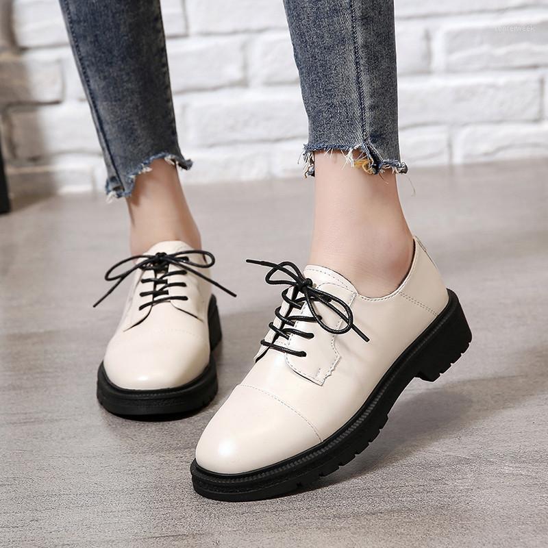 

Corporis 2020 fashion new pumps shoes woman round toe lace up platform med heels shoes casual ladies hot sale1, Beige