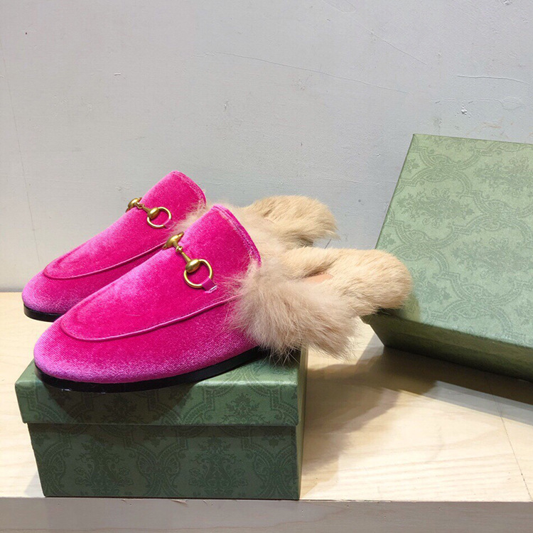 

Fur Wool Women Slippers Mens Loafers Genuine Leather Cowhide Sandals Slide Espadrilles Loafer Casual Shoes Metal Flip Flops Lace Velvet Lazy, Black