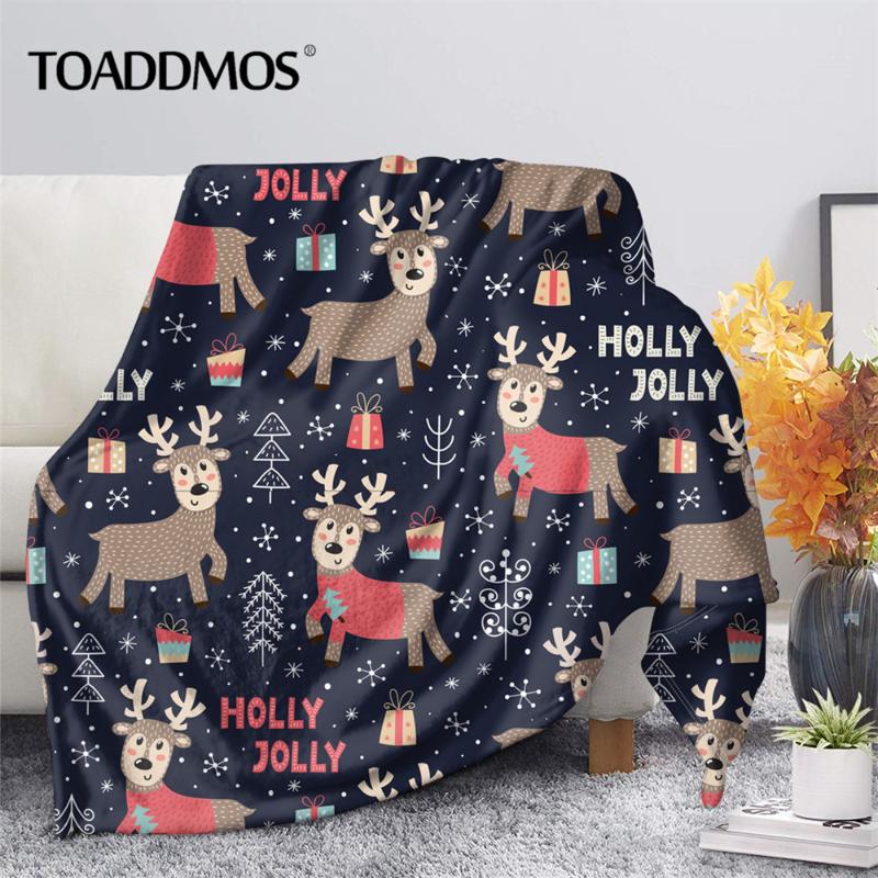 

Blankets TOADDMOS Merry Christmas 2021 Home Decoration Fleece Blanket For Adult Kids Warm Soft Xmas Gifts Travel Nap Quilt