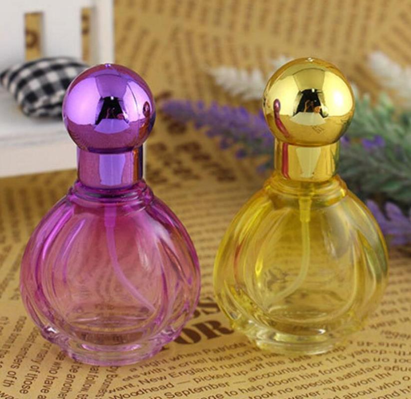 

Wholesale 20 ml Colorful Glass Perfume Atomizer Bottles Travel Aluminum nozzle Spray Glass Bottle