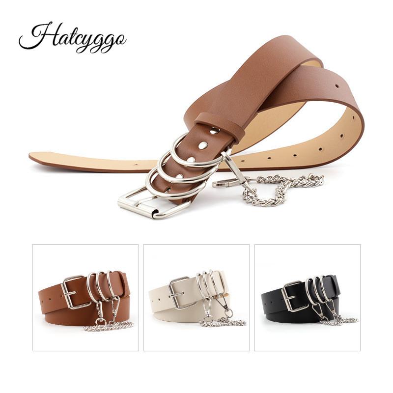 

Belts HATCYGGO Fashion Leather For Women Waist Belt Female Chain Punk Black Harness Alloy Pin Buckle Waistband, Brown