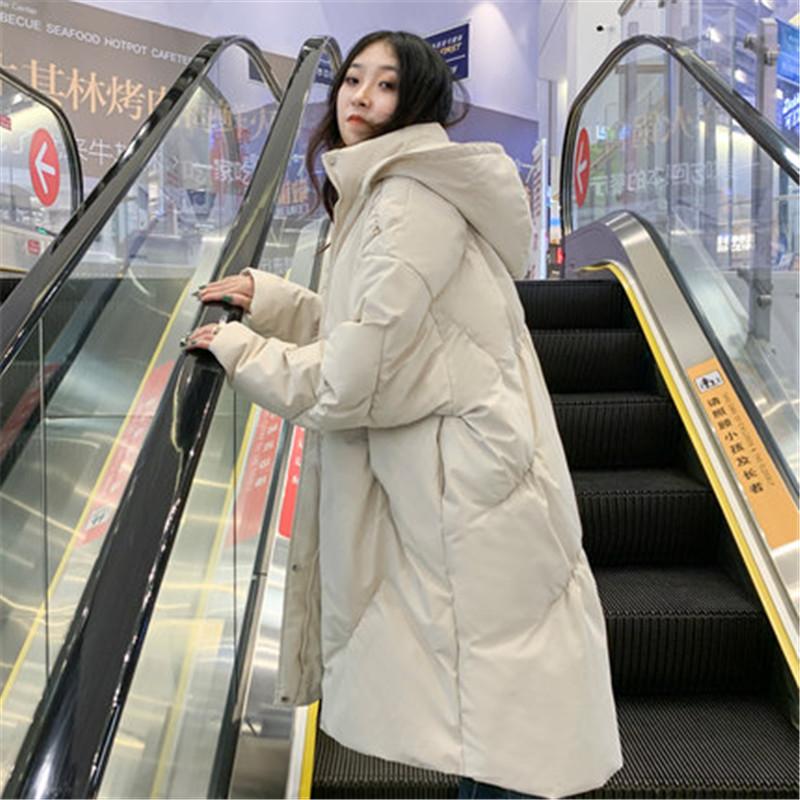 

Fashion Down Jacket 2021 new Women' Winter Clothes Thick Cotton-padded Jackets Korean Loose mid-length Warm Hooded Coat B571, Beige