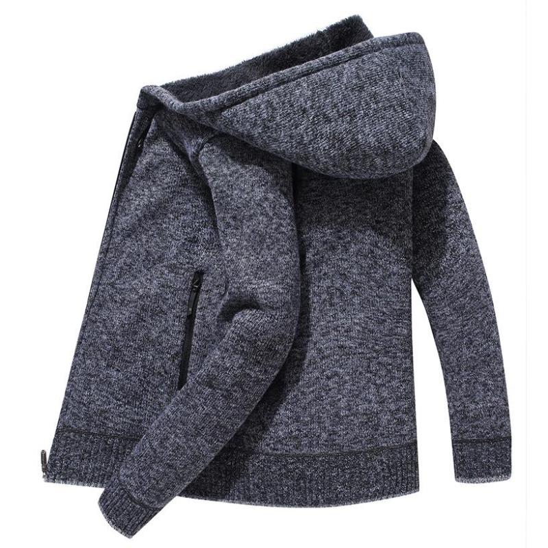 

2021 New Men's Winter Thick Business Casual Sweater Coats Cardigan Men Slim Fit Knitwear Outwear Warm Autumn Sweater, Gray