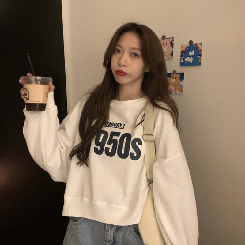 

2021 Free Wind Lazy Woman's Short Sweater New Tide Long Autumn Winter Coat 0GXP, White