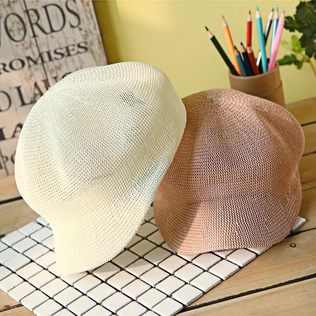 

Stylish Spring Summer Women Collapsible Sunhat Fashion Straw Fresh Breathable Beret Octagonal Cap Top Hats