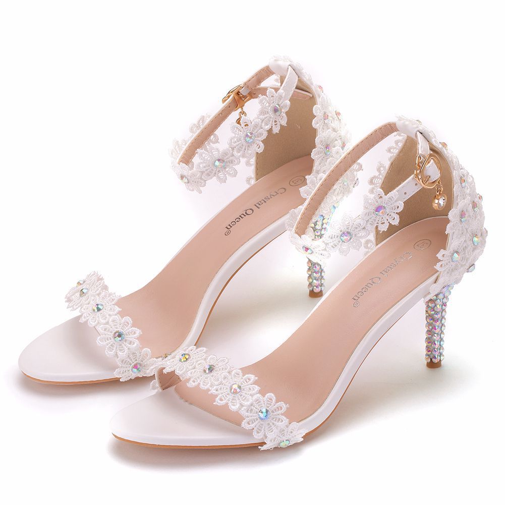 

Women's 2020 summer gladiator Roman sandals straps floral lace sandalias mujer white shoes female wedding b0006 V0EU, Wedding sandals.