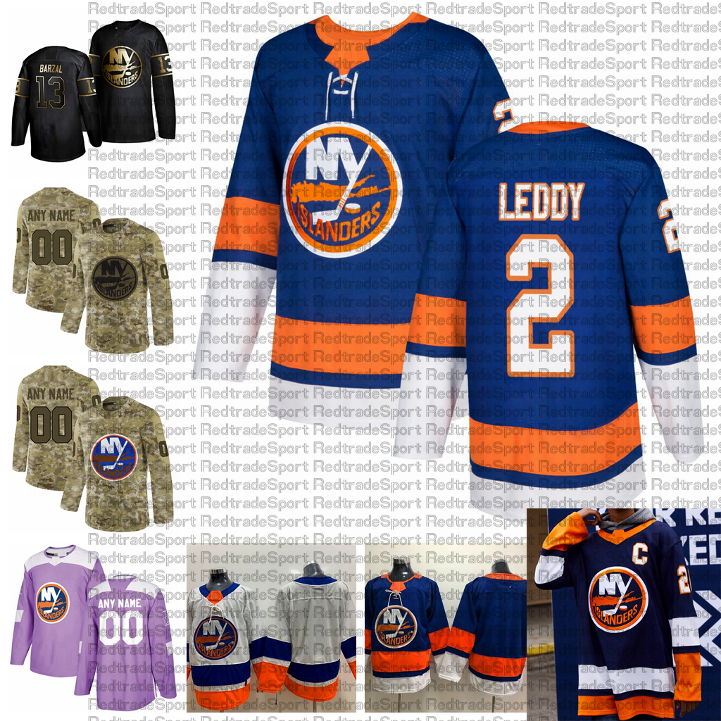 

2021 Customize #2 Nick Leddy New York Islanders Jerseys Golden Edition Camo Veterans Day Fights Cancer Custom Stitched Hockey Jerseys, White