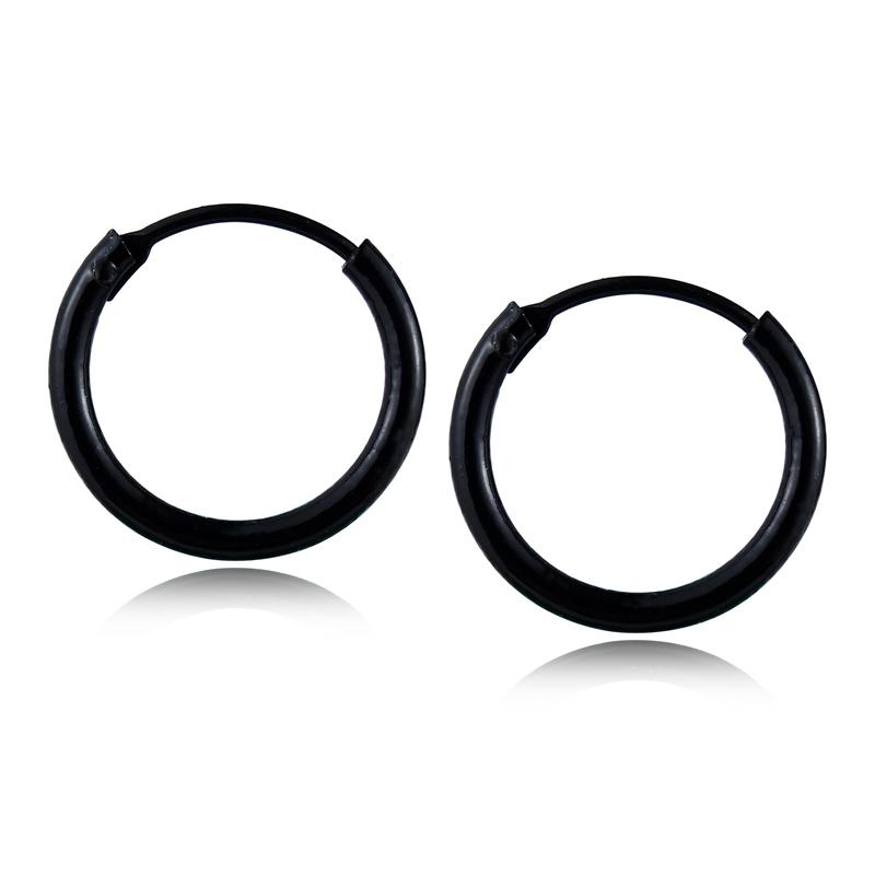 

1pair European 15mm Black Simple Hoop Earring For Women Men Small Round Piercing Earrings Hoops Boho Earing Aretes Jewelry E31