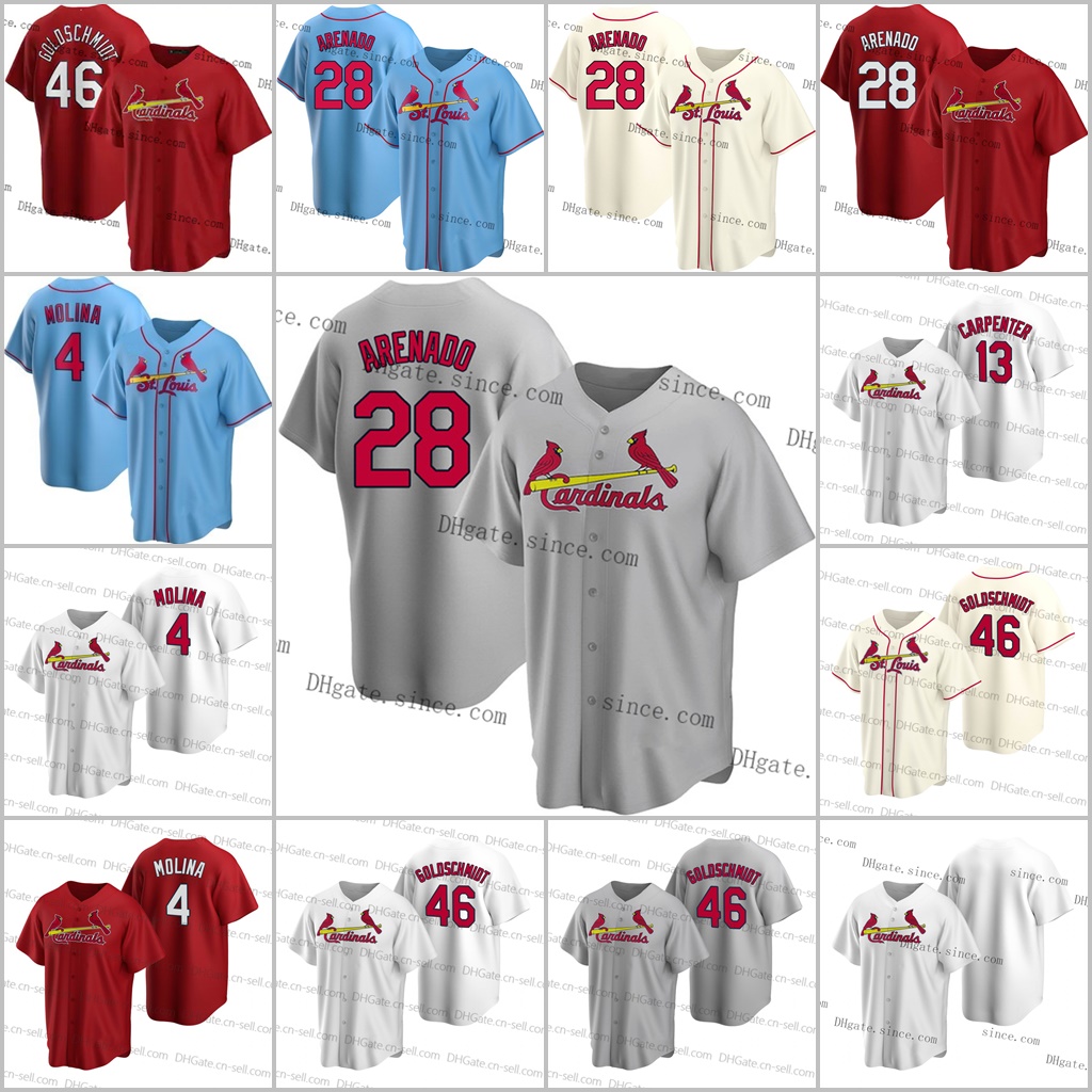 

New 28 Nolan Arenado Jersey Yadier Molina 4 Paul Goldschmidt 46 Matt Carpenter 13 Blank No Name Number Baseball St. Louis Cardinal Jersey, Blue;black