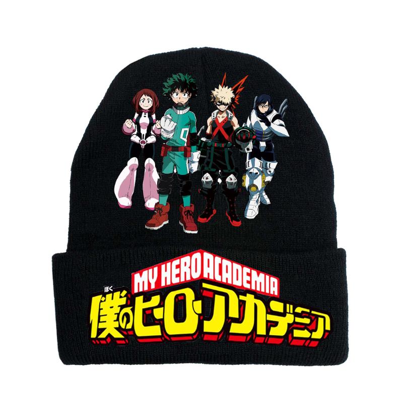 

2020 Autumn Winter Cosplay Anime My Hero College Knitted Hat Men And Women Warm Wool Hat Customized, Black-7