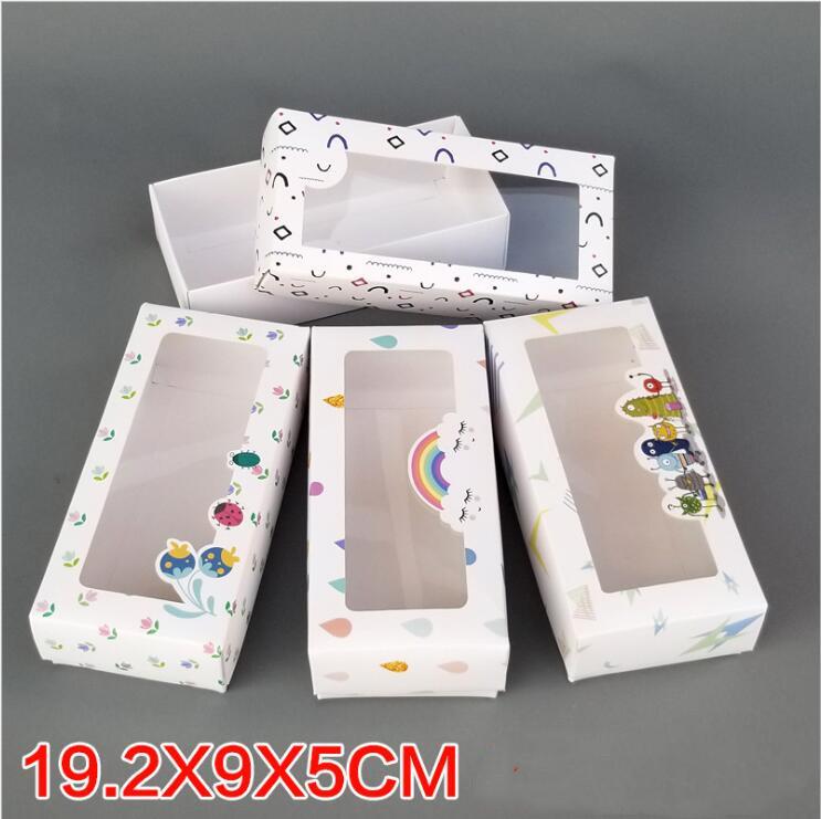 

10pcs Cute Cartoon Socks Storage Box White Cardboard Paper Box With Clear Window Gift Packaging