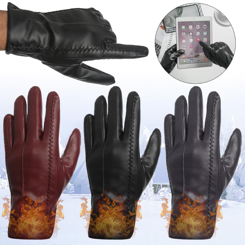 

Autumn Winter Women Elegant Soft Leather Warm Full Finger Gloves Thermal Hot Trendy Female Touch Screen Mittens