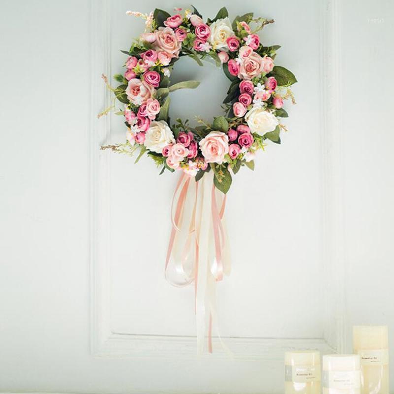 

Hot New Floral Artificial Rose Wreath Door Hanging Wall Window Decoration Wreath Holiday Festival Wedding Decor 32cm1, Green