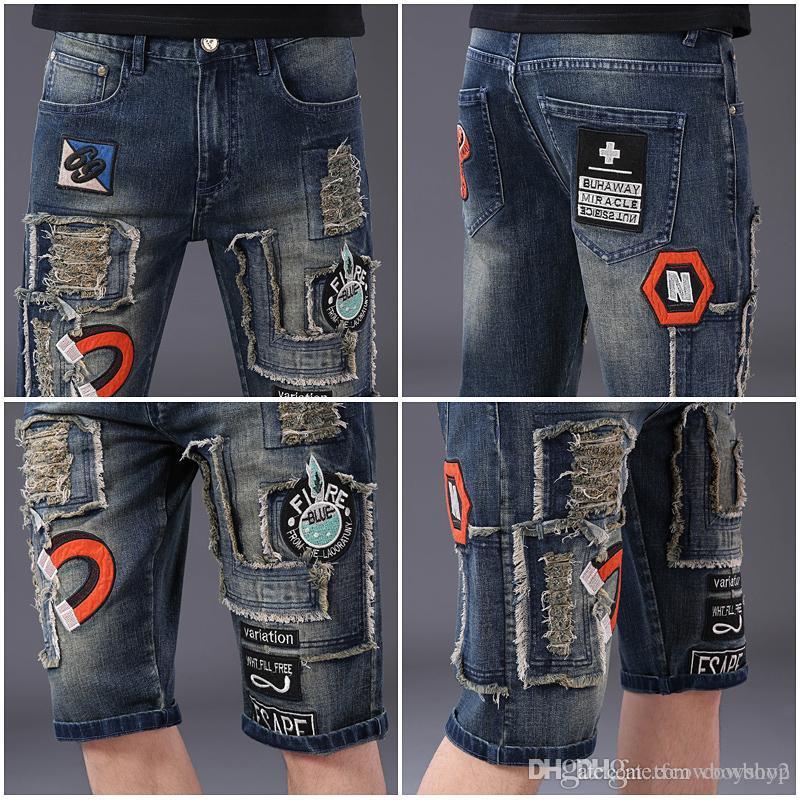 

mens designer summer shorts biker diesel men jeans for men ripped jeans knee length designer shorts rock revival jeans, 1901