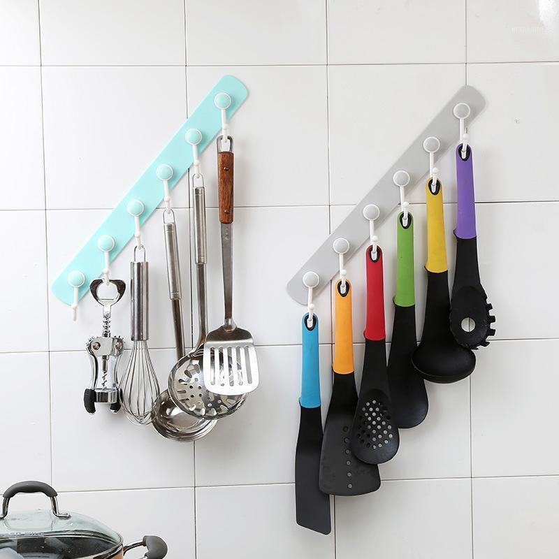 

6 Even Hook Creative Kitchen Wall Row Hook Door Free Punching No Trace Strong Sticky Coat Wall1