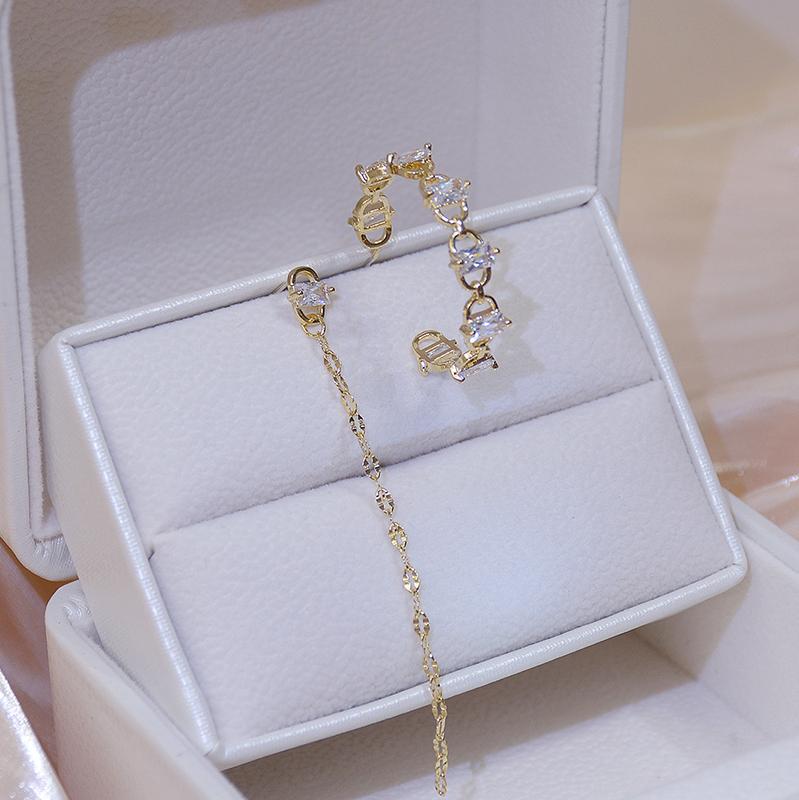 

Japanese&Korea Delicate Jewelry 14K Real Gold Zircon Pierced Stud Earrings for Women Luxury Irregular Crystal Earrings