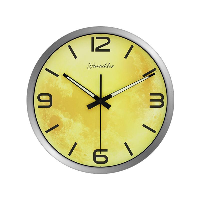 

yurudder 12 Inches The Moom Design Metal Frame Modern Fashion Round Wall Clock LUMINOVA Decorative Wall clock