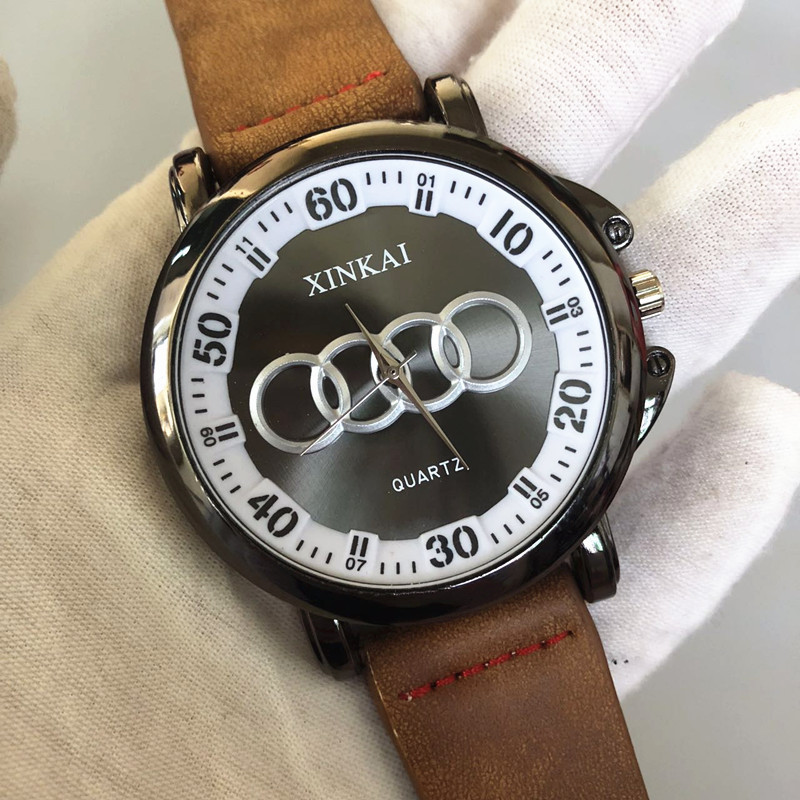 

Casual men's watch new trend car literal quartz belt Watch, Black