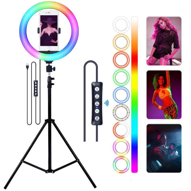 

FOSOTO 26CM RGB Led Selfie Ring light With Holder USB Photographic Lighting Lamp With 1.6m tripod For Makeup Video Live Youtube1