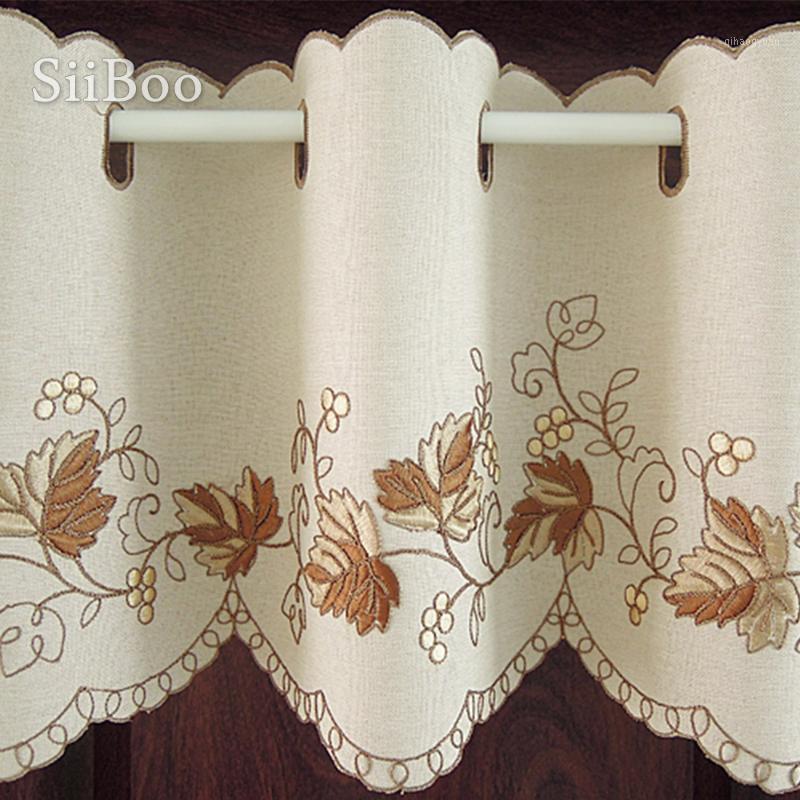 

cortina de flores brown floral embroidery half-curtain bay window curtain for coffee room rideaux gardinen SP4040 Free shipping1, Color per pic