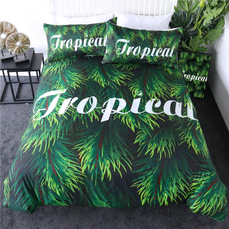

Tropical leaves Printed Bedding Sets,Duvet Cover Set&Pillowcase,Quilt Cover Bedclothes Home Bedroom Decor Bed Set, As pic
