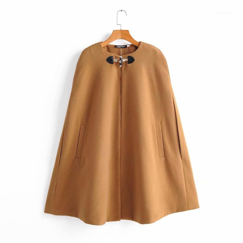 

2019 Autumn Winter Women casual high street cloak ladies sleeve cape shawl poncho plain solid cashmere warm elegant coat1, Champagne