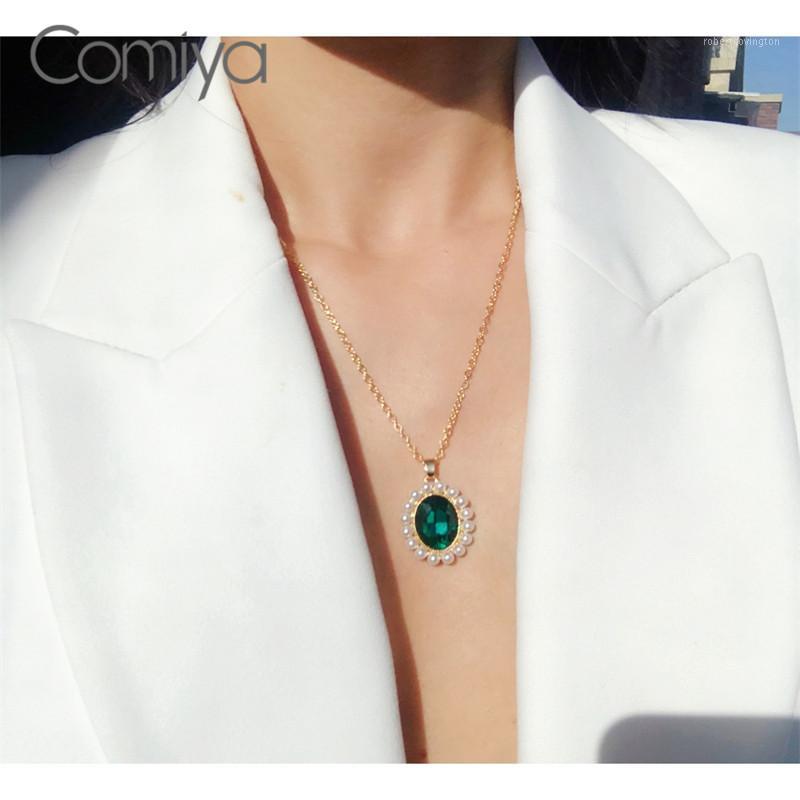 

Pendant Necklaces Comiya Korean Necklace For Women Acrylic Pearls Mosaic Round Pendants Statement Collare Fashion Maxi Jewelry1