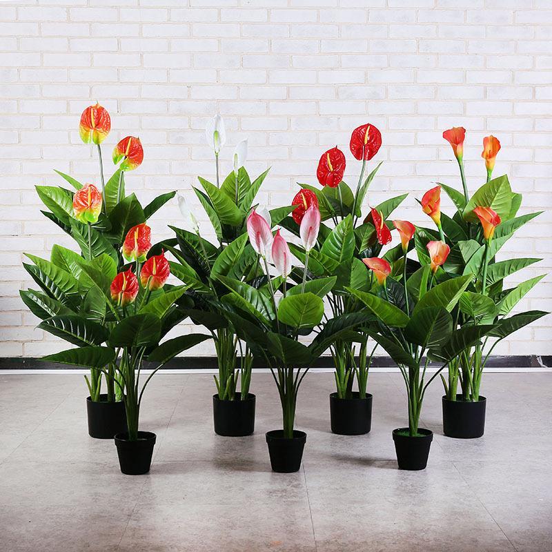 

artificial plants 100cm bonus palm horseshoe Lotus bonsai with pot greenery plants decoration fake tree artificial greenery1