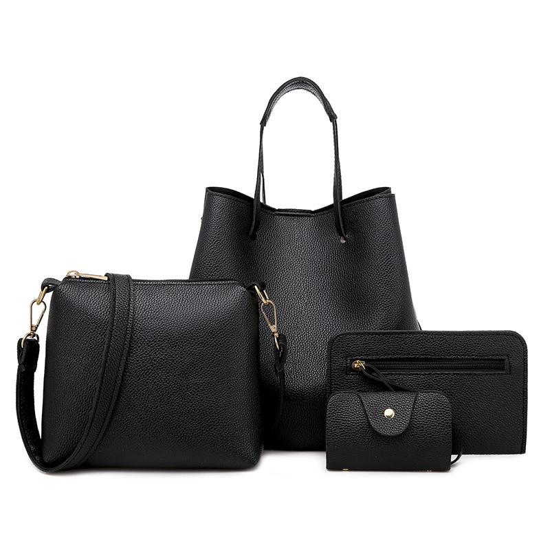 

4 Pcs/set Women Messenger Bags With Tassel New Fashion 5 Color Women Crossbody Bags For Travel Female Shoulder bolso muje, Black