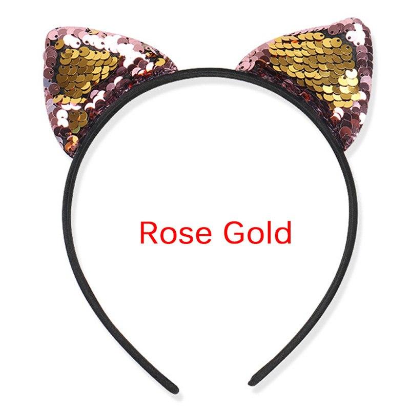 

Kids Cute Girls Sequins Glitter Head Hoop Cat Ears Headband Party Costume Hairband Headwear Cosplay Hair Accessories, Black