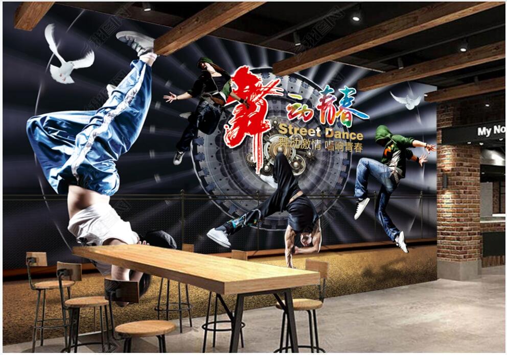 

3d photo wallpaper custom mural Dancing youth street dance tooling Home decor living Room 3d wall murals wallpaper for walls 3 d, Non-woven wallpaper