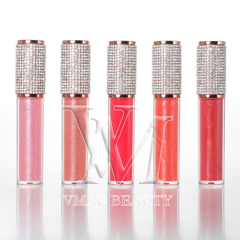 

VMAE Wholesale 63 Colors Lip Gloss Balm Moist Diamond Bling Lid Shine Natural Long Lasting Custom Private Label Single Pack, As picture