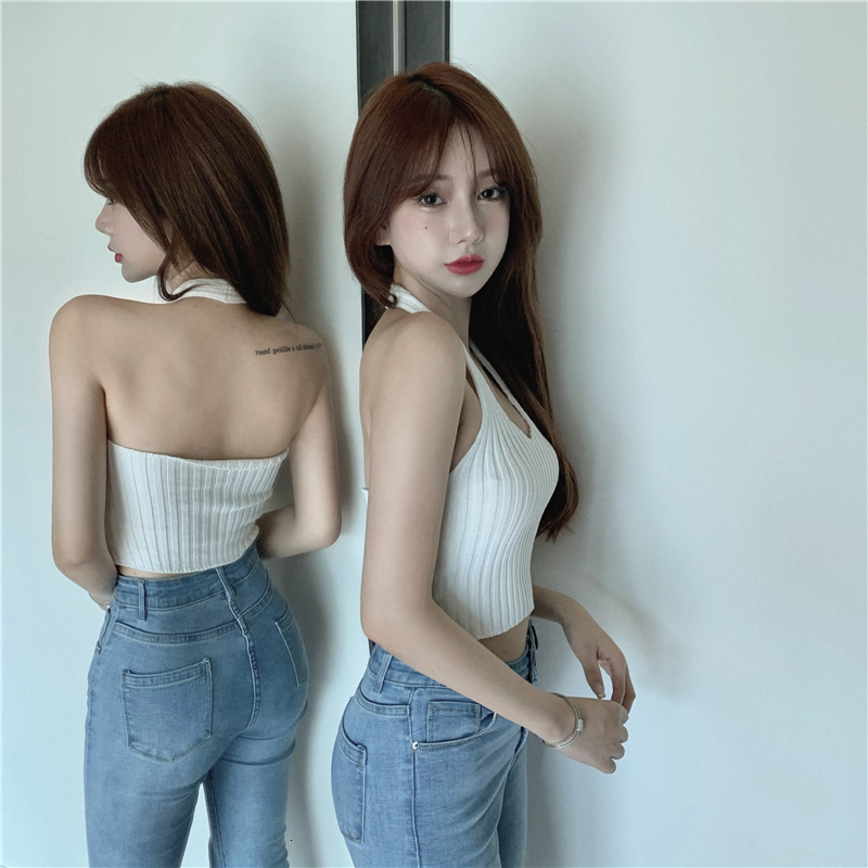 

2021 New 3-colour thin Korean women without sleeves summer tops cabresto harvest women's sweater vest (r99288 0FJO, Lavender