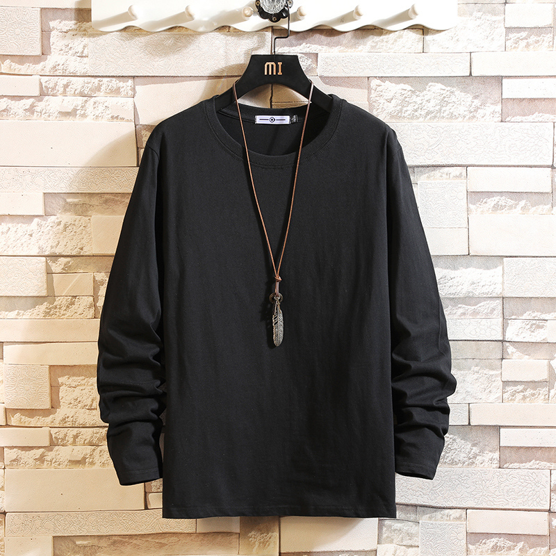 

2021 New Autumn Spring Fashion Oversize Classic Black Tshirt Male Long Sleeve the Neck T-shirt for Man Top t T3T6, T3131 a