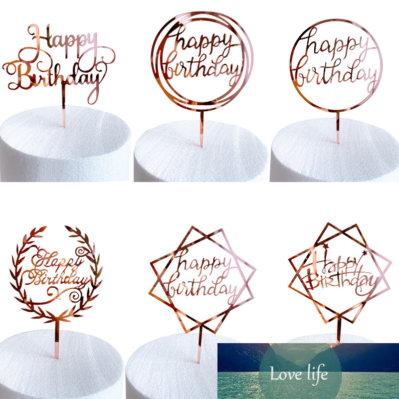 

Acrylic Rose Gold English Birthday Cake Topper Birthday Decorating Party Dessert Decoration for Baby Shower Supplies