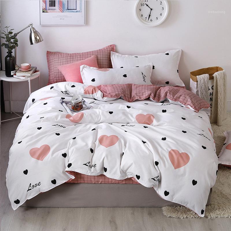 

denisroom pink Dot heart Printing Bed linens cute Bedding Sets bed duvet cover set kid quilt cover sheets GT41#1, Style17