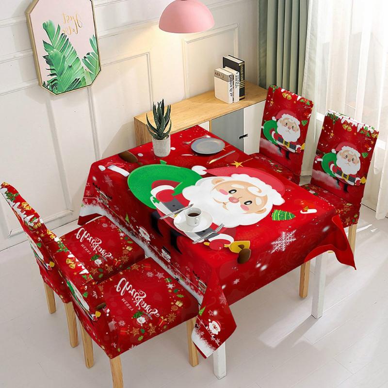 

Christmas Table Cloth Chair Cover Decorate Individual Santa Claus Red Background Festival Party Decoration, 140x140cm