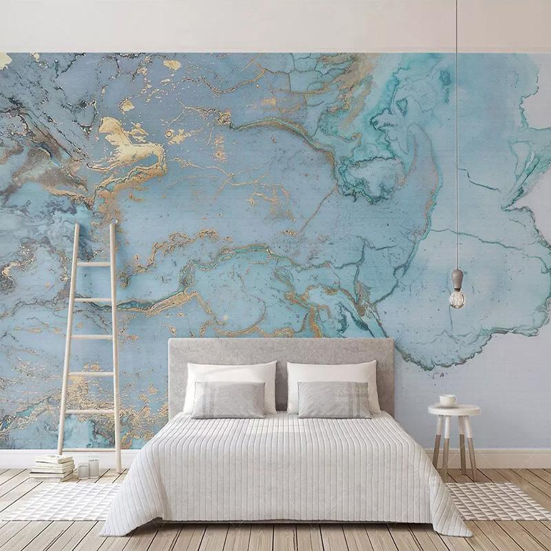 

Custom Photo Wallpapers 3D Stereo Blue Texture Marble Wall Paper Murals Living Room TV Sofa Bedroom Study Decor Papel De Parede, Fiber canvas